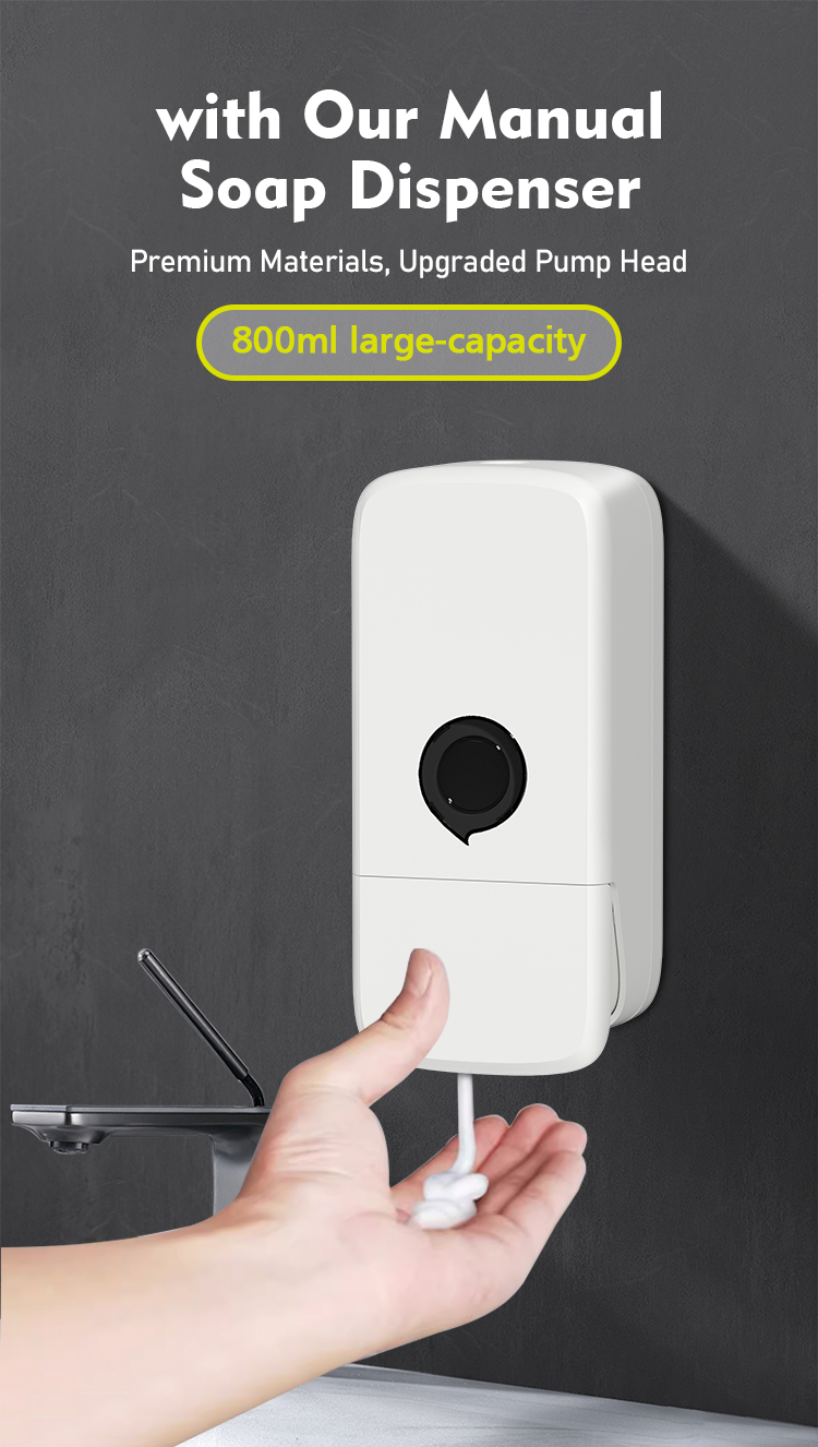 Modern Wall Mounted Pump Soap Dispenser 800ML Refillable For Home Hotel Bathroom Kitchen