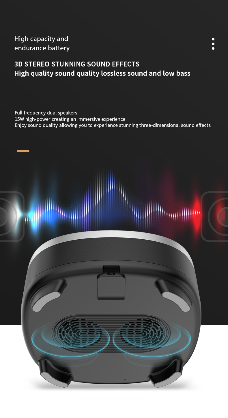 Cargador rápido inalámbrico con altavoz Bluetooth de luz nocturna y reloj de alarma 9V / 2A