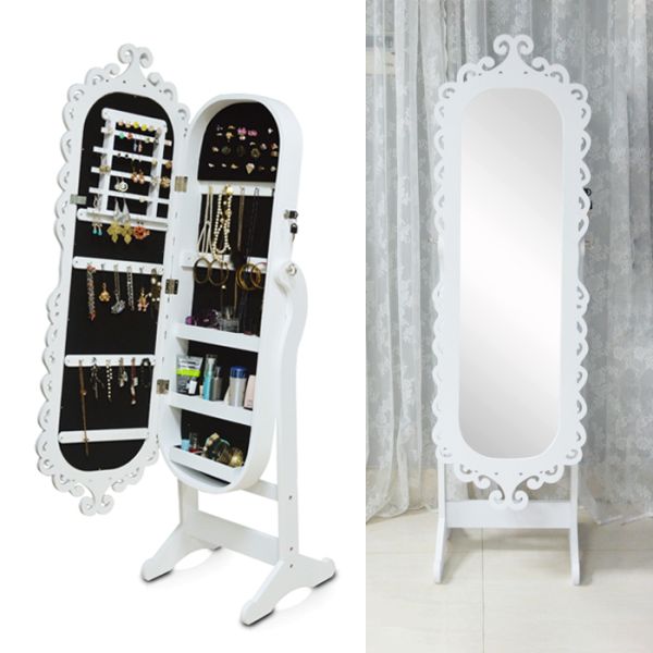 Altura oval del gabinete el 160cm de la joyería del noble antiguo de madera del MDF con el espejo