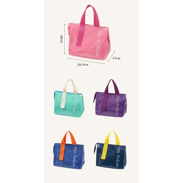 Dopamine-Colored Lunch Bag Large Capacity for Office Workers Oxford+PVC Insulated Bag Thickened Waterproof Outdoor Picnic Bag