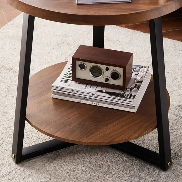 Living Room Wooden Round Double Side Coffee Table for Small Apartment Simple Computer Desk and Convenient Breakfast