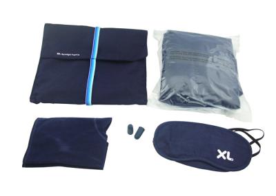 Airline Amenity Kits Blue Color Travel Sleeping Kits With Inflatable Pillow And Blanket