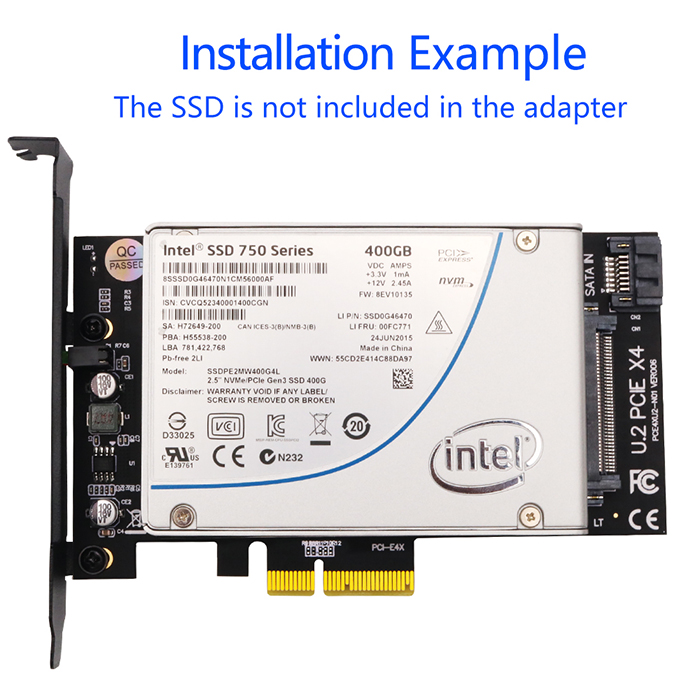 SSD PCIe U.2 переходника U.2 SFF-8639 к SSD 2,5