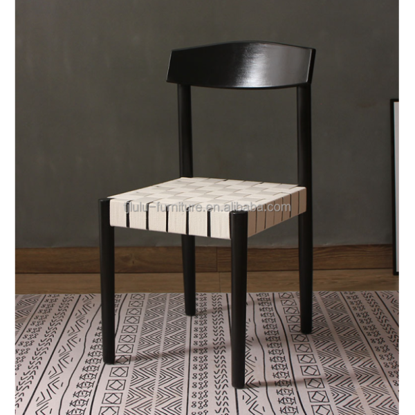 Solid Wood Braided Seat Dining Chair Furniture Finish Lacquered With Customized Designs For Restaurant Dining