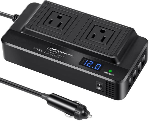 2 Ac Outlets 4 Usb Ports Charger Adapte Car Motor Inverter Car Power Inverter 200W Solar Power Car Battery Charger And Inverter