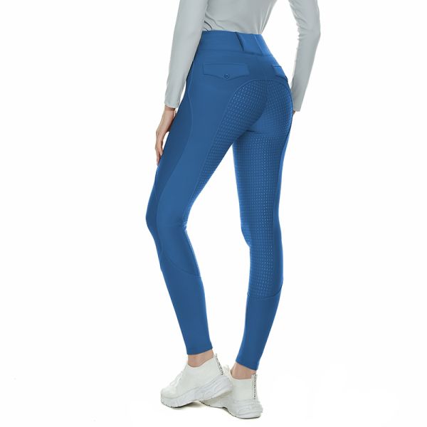 Breathable Horse Riding Pants With Pocket Blue Equestrian Brushed