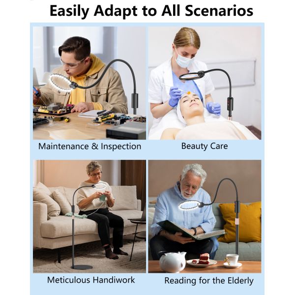 360 Degree Rotation Screen Magnifier LED Light 3x+6x Large Capacity Battery Magnifying Reading Craft