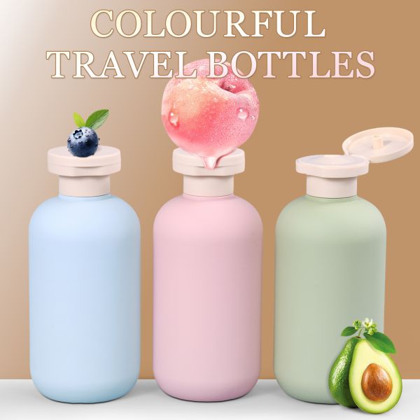 Luxury Green Blue Pink 100~500ml Minisize Cosmetic Skincare Shampoo Conditioner Body Lotion Squeeze Travel Bottle with Flip Top Cap
