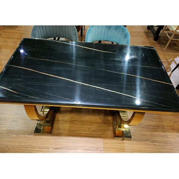 Simple Leisure 150cm Stainless Steel Marble Dining Table