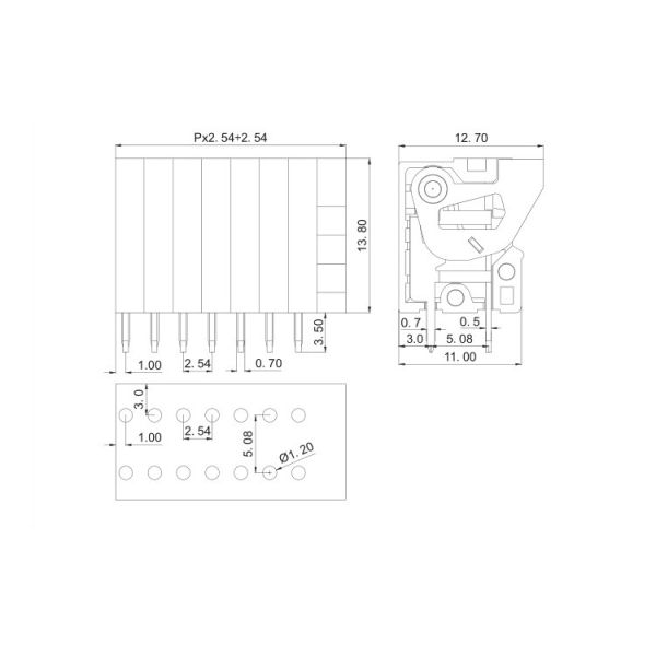 PA66 блок PCB Screwless тангажа снабжения жилищем 2.54mm терминальный