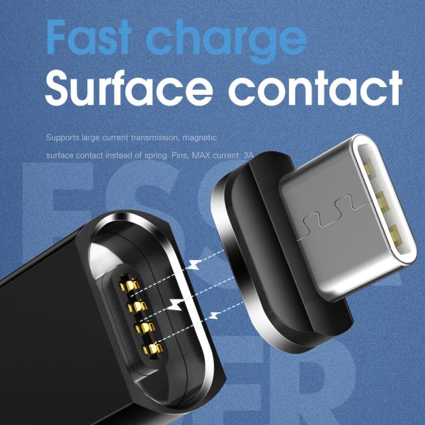 3A Magnetic Cables Fast Charging USB C Data Transfer Cable 3 in 1 1M 2M for Type C Devices