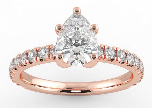 Wedding18K Rose Gold Ring Pear Cut 0.80ct DGC Certificate ODM