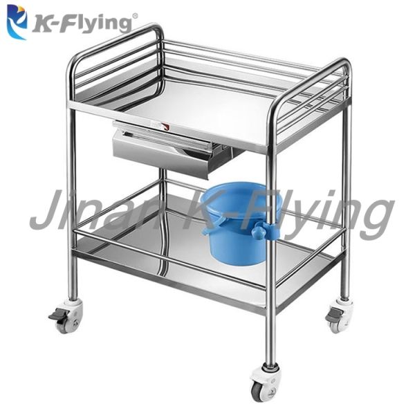 Movable Stainless Steel Two Layers Hospital Medical Trolley Cart