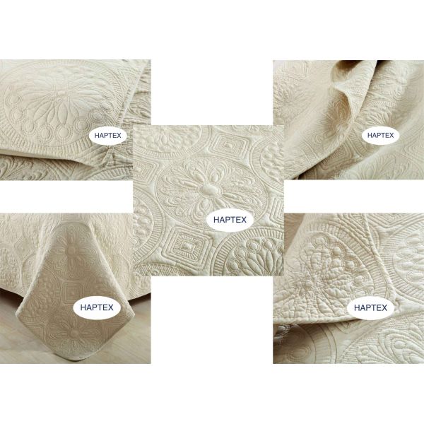 Customized Full Size Quilt Country Style 3 Pcs Disk Embroidered Coverlet And Sham