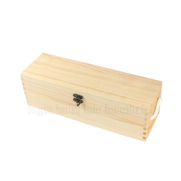 Personalized Wooden Wine Box – Single Bottle Gift Case with Hinged Lid – Ideal for Weddings, Birthdays, and Special Occasions – Natural Wood Finish