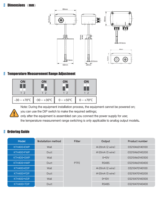 KTH400 Temperature And Humidity Transmitter
