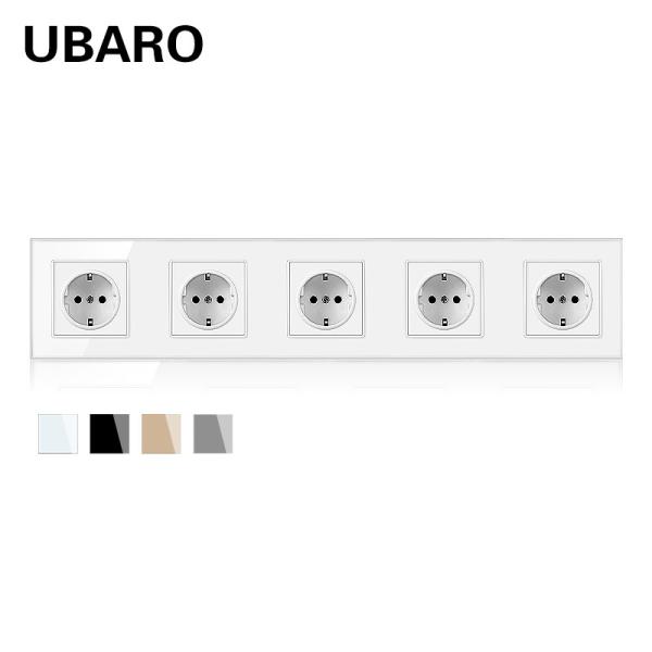 Electrical White Wall Sockets UL94V0 16Amp Wall Multi Plug Tempered Glass Panel