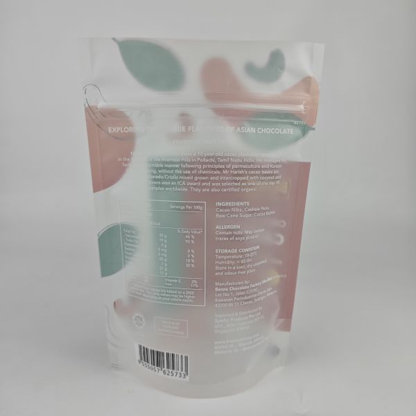 Bolso que se puede volver a sellar impreso de encargo de Matte Finish Snack Food Packaging del anacardo recubierto de chocolate de 100g 3.52oz