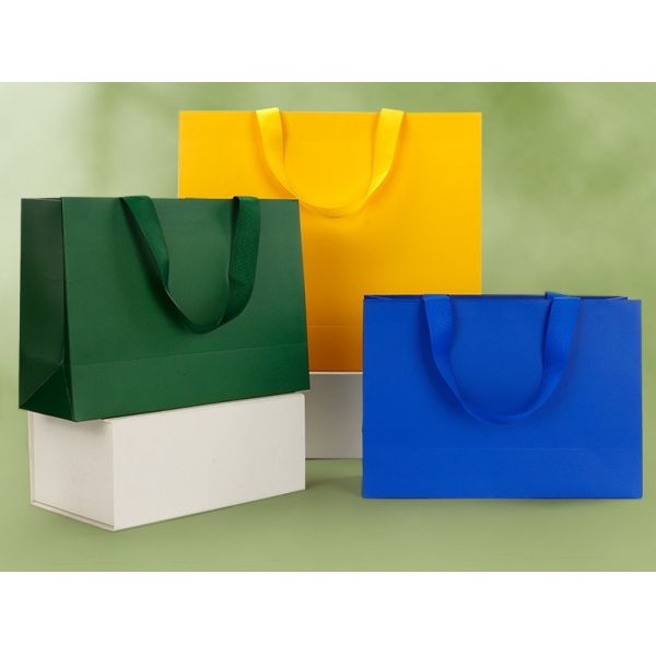 Embedded Paper Gift Bag Premium Thickened White Card Handled Bag Black Ribbon Handles Luxury Shopping Clothing Packaging Customizable Branding Space