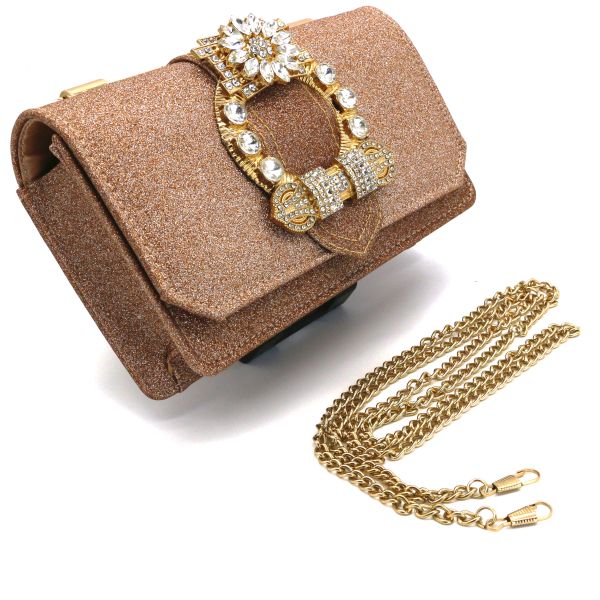 Inlaid Diamond Artificial Leather Handbags , Women Evening Clutch 19×12×5cm