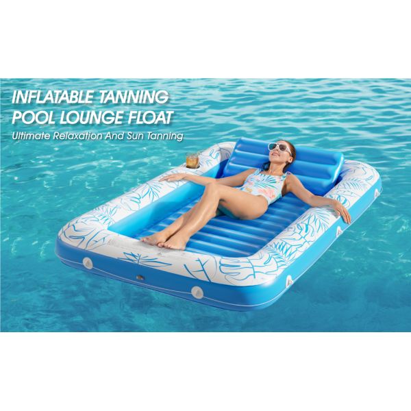 Inflatable Tanning Pool Lounger Float, Sun Tan Tub Sunbathing Raft Floatie Toys Water Filled Tanning Bed Mat