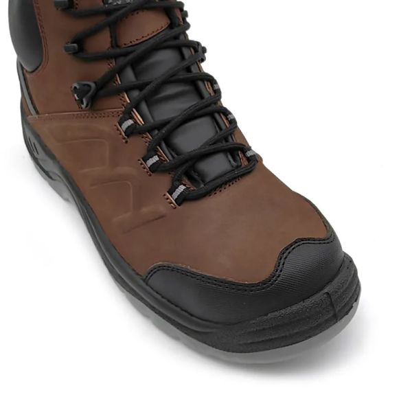 Bottes de travail en acier à orteils lourds Bottes en cuir brun PU industriel