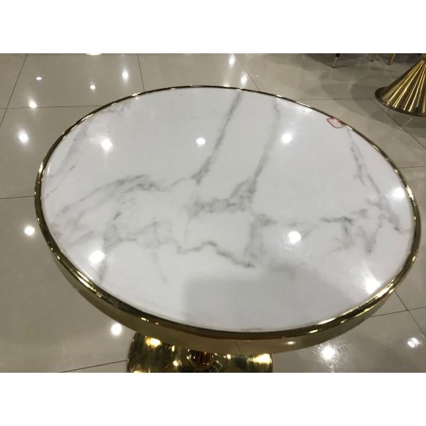 Smooth Hand Feeling 70cm 75cm Wrought Iron Marble Coffee Table