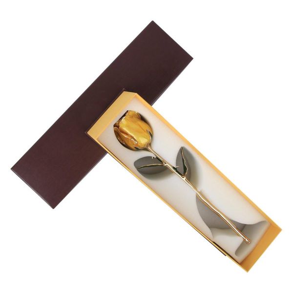 High Quality Gold Trimmed Rose Preserved Flower Beautiful Handmade Gifts for Woman