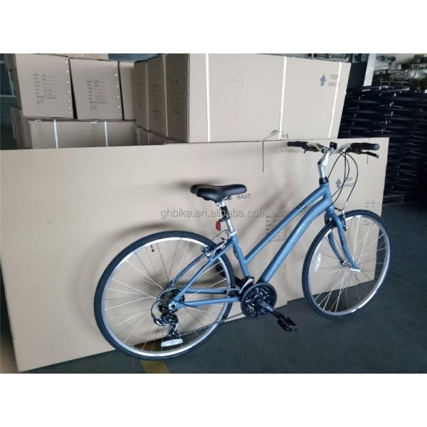 Customize Aluminum Frame 21S Women's Urban Bike Fitness Bikes Hybrid Bicycle for Adult