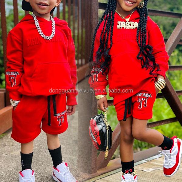 Logo personnalisable Impression puff Enfants vêtements ensemble pull-over Sweatshirts enfants maillot de course