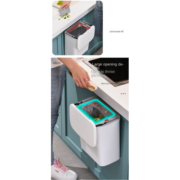 Home Cabinet Door Toilet Bathroom Living Room Kitchen Hanging Creative Sanitary Bucket Wastebasket Slide Wall Hanging Trash Can