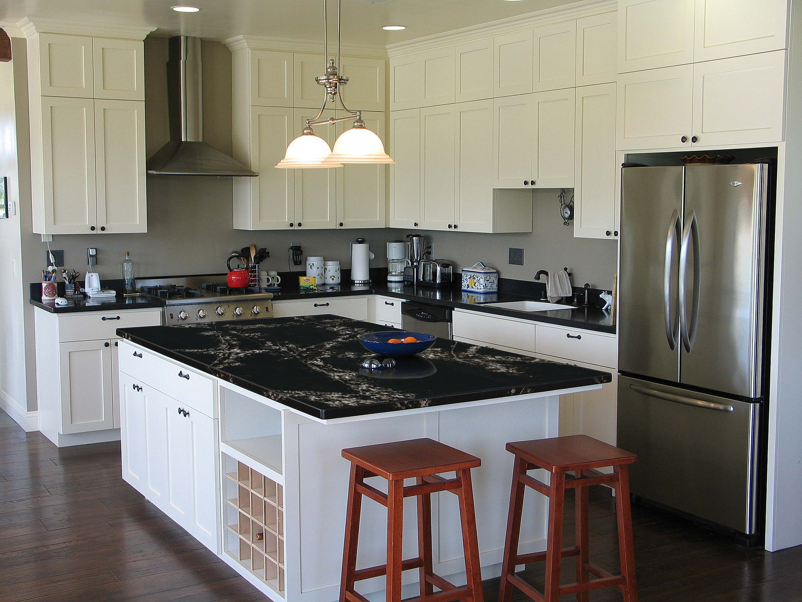 Черный Countertop кухни кварца Calacata искусственный с когерентный смотреть мрамора картины