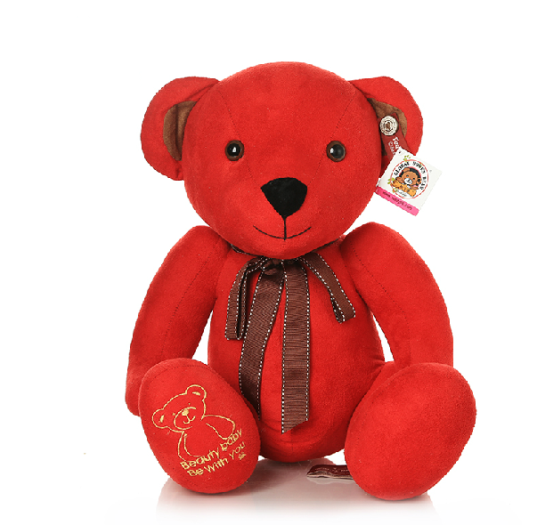 sitting size light brown bear with butterfly tie cute stuffed toys