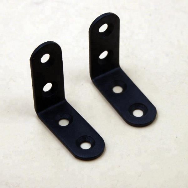 ISO9001 Rohs CE Peças de estampação Metal preto L Forma plana Bracket de montagem para móveis