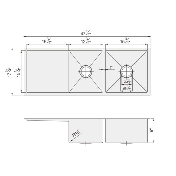Раковина с Драйнбоард, кухонная раковина нержавеющей стали 16 датчиков Ундермоунт Хандмаде