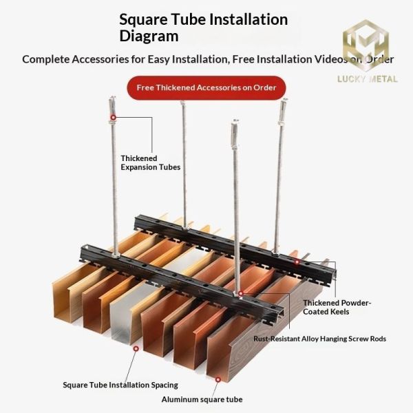 American Style Wood-Grain Aluminum Gusset Plates | Integrated Ceiling for Kitchen/Balcony Bathroom with Grid Tile Design