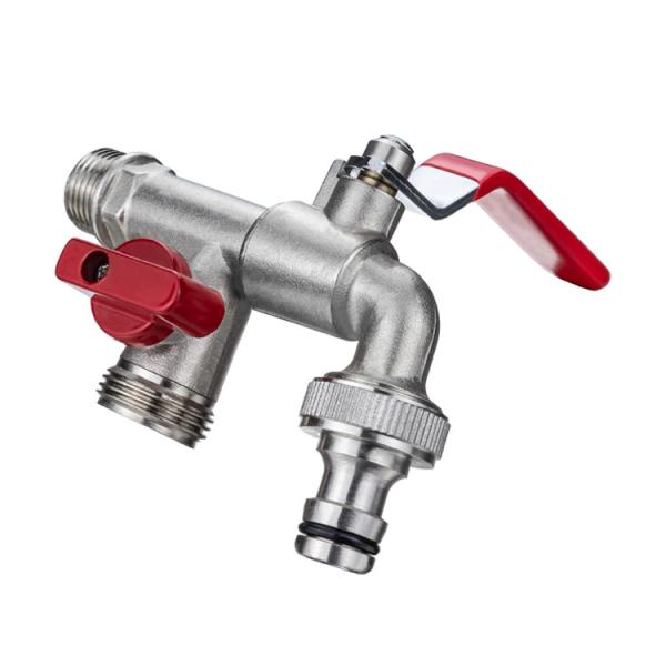 Water Tank Outlet with Brass Tap & 1/2 Twin Faucet Snap Bibcock Valve