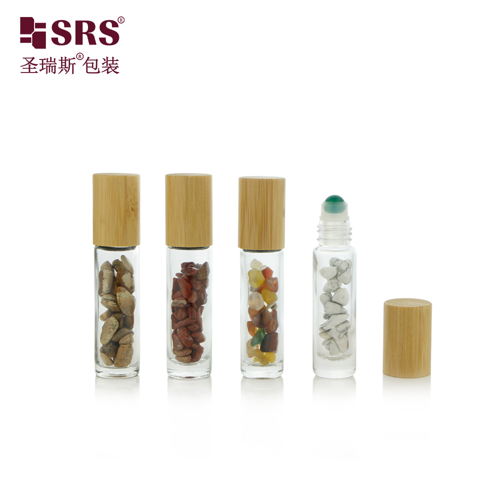 BLPM 10ML Real Bamboo Cap Brown Glass Roll On Essential Oil Bottles