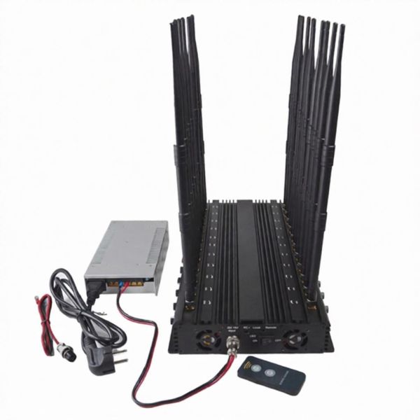 80m Stationary Cell Signal Disruptor GSM 3G 4G 5G Mobile Phone 22 Bands 46w