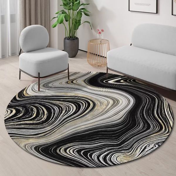 Circular Crystal Velvet Living Room Rugs Modern Thickened Bathroom Non Slip Mat
