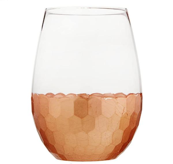 450ml Gold Cutted Honeycomb Stemless Crystal Wine Glass