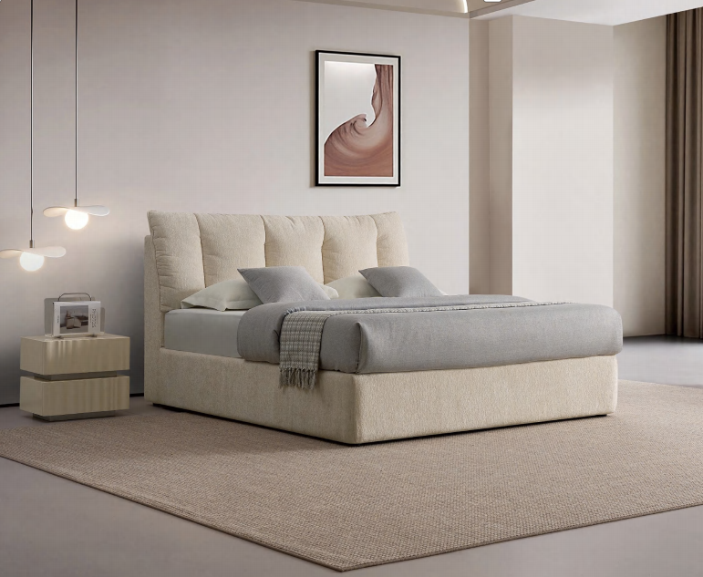 Modern minimalist fabric storage bed , Apartment furniture