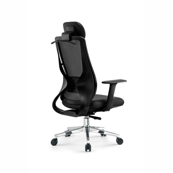 Adjustable Headrest Office Manager Chair Ergonomic Office Chair With Stainless Steel Backrest