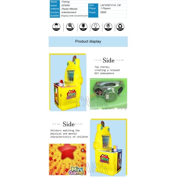 Kids Paradise Mini Fishing Amusement Arcade Machine Coin Operated