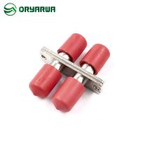 Adaptador frente e verso da fibra ótica do ST da flange multimodo com o tampão de poeira vermelho