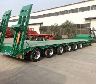 High Strenth Lowboy Semi Trailer 60 80 100 Tons with ABS Anti-lock Braking System and 7 Axles
