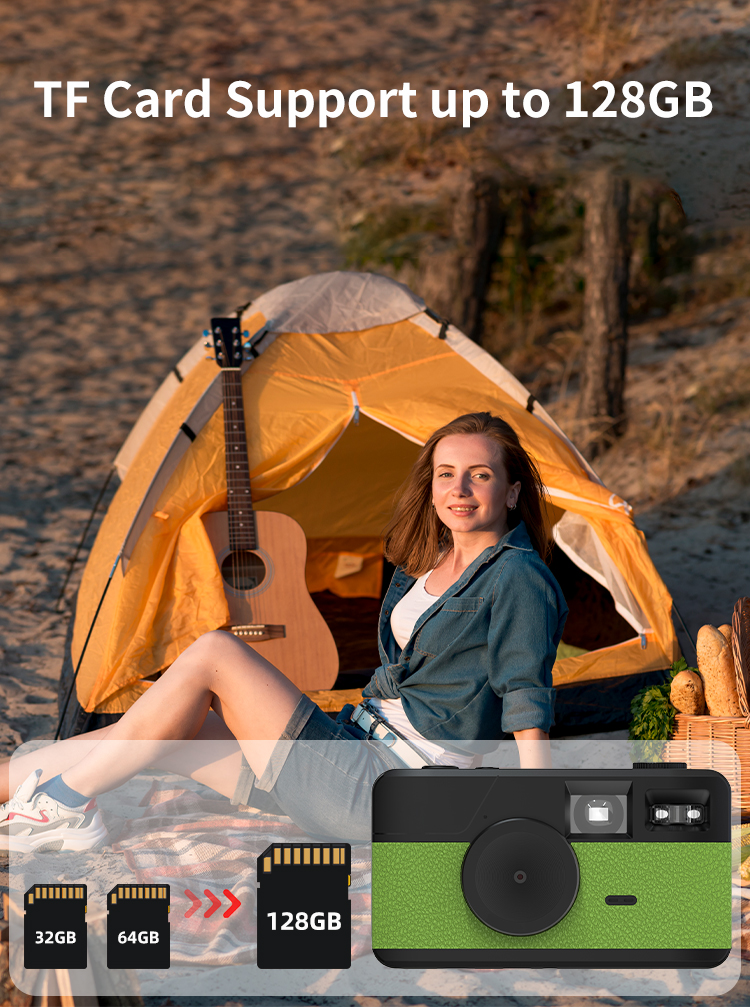 Retro Screenless Digital Camera Screen-free 8 Mode Filters Without Screen 8MP Photo with Photo Counter LED Flash Camping Camera