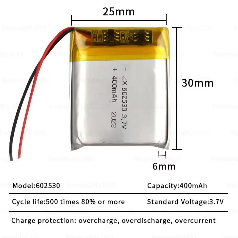 602530 Pouch Lithium Ion Battery 1S1P 3.7 V 400mAh Lipo Battery With JST PH Connector