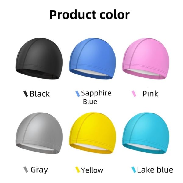 Color Fading Resistant Waterproof Swim Cap Soft for Adults 100% Elasticity