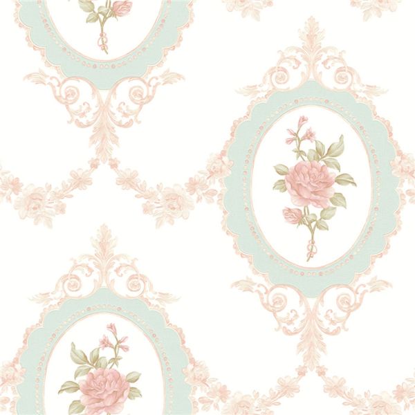 Damask Non Woven Wallpaper Removable American Style For Bedchamber